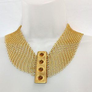 Ferrara Whiting and Davis Gold Plated Ring Mesh Necklace